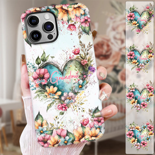 Grandma's Mom's Flowers - Personalized Grandma Full Print Phone Case