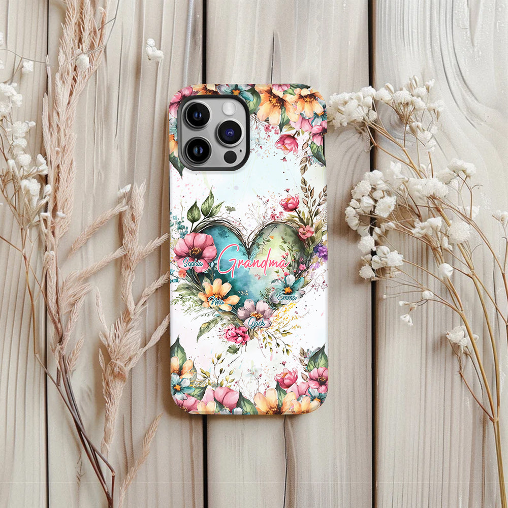 Les fleurs de la maman de grand-mère - Coque de téléphone personnalisée avec impression intégrale « Grand-mère »