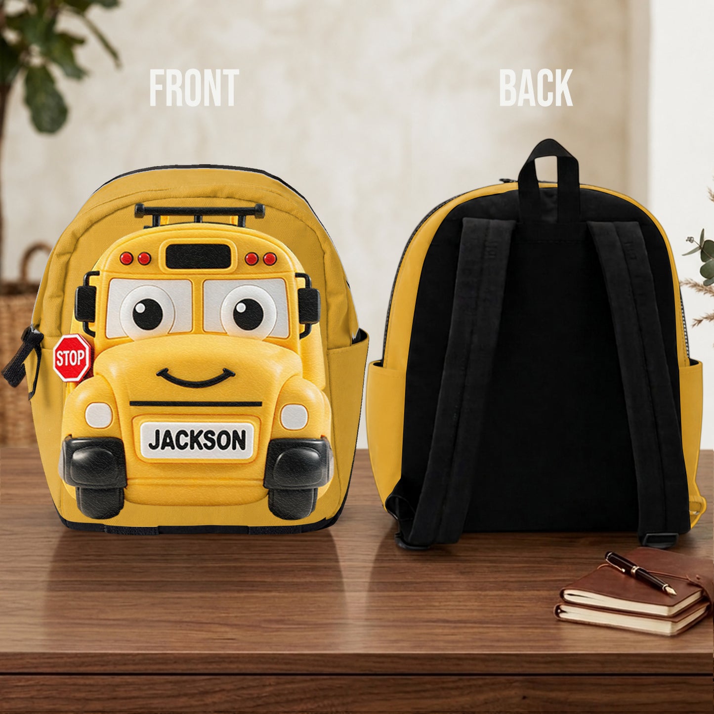 Cute Vehicle - Personalized Kid Changeable Leather Patch Backpack