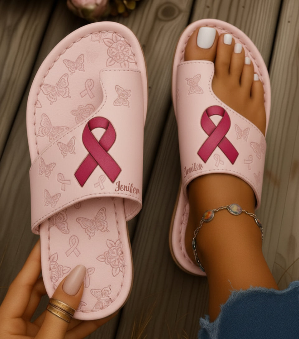 Cancer du sein - Sandales à bout ouvert personnalisées pour la sensibilisation au cancer du sein