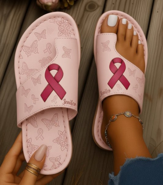 Cancer du sein - Sandales à bout ouvert personnalisées pour la sensibilisation au cancer du sein