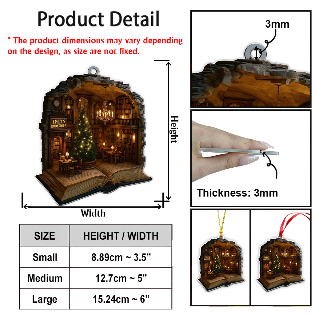 Noël en librairie - Ornement de livre personnalisé