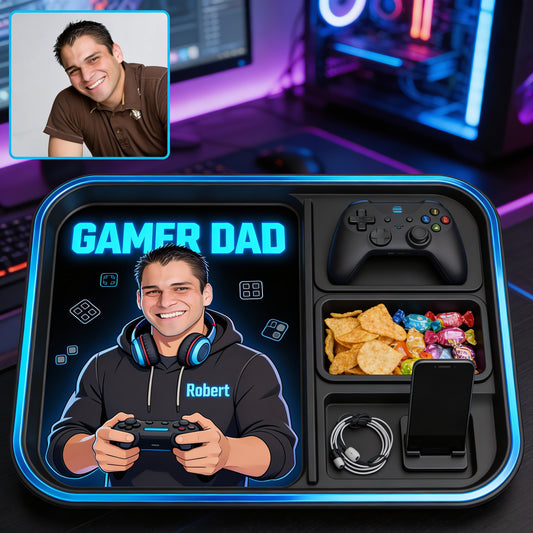 Papa Gamer - Plateau de Rangement Personnalisé