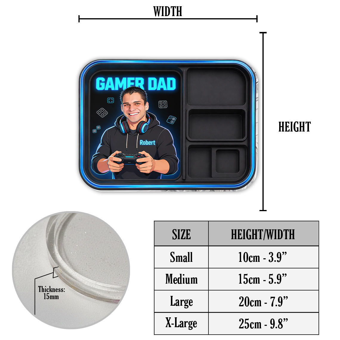 Papa Gamer - Plateau de Rangement Personnalisé