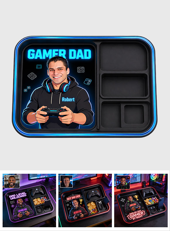 Papa Gamer - Plateau de Rangement Personnalisé