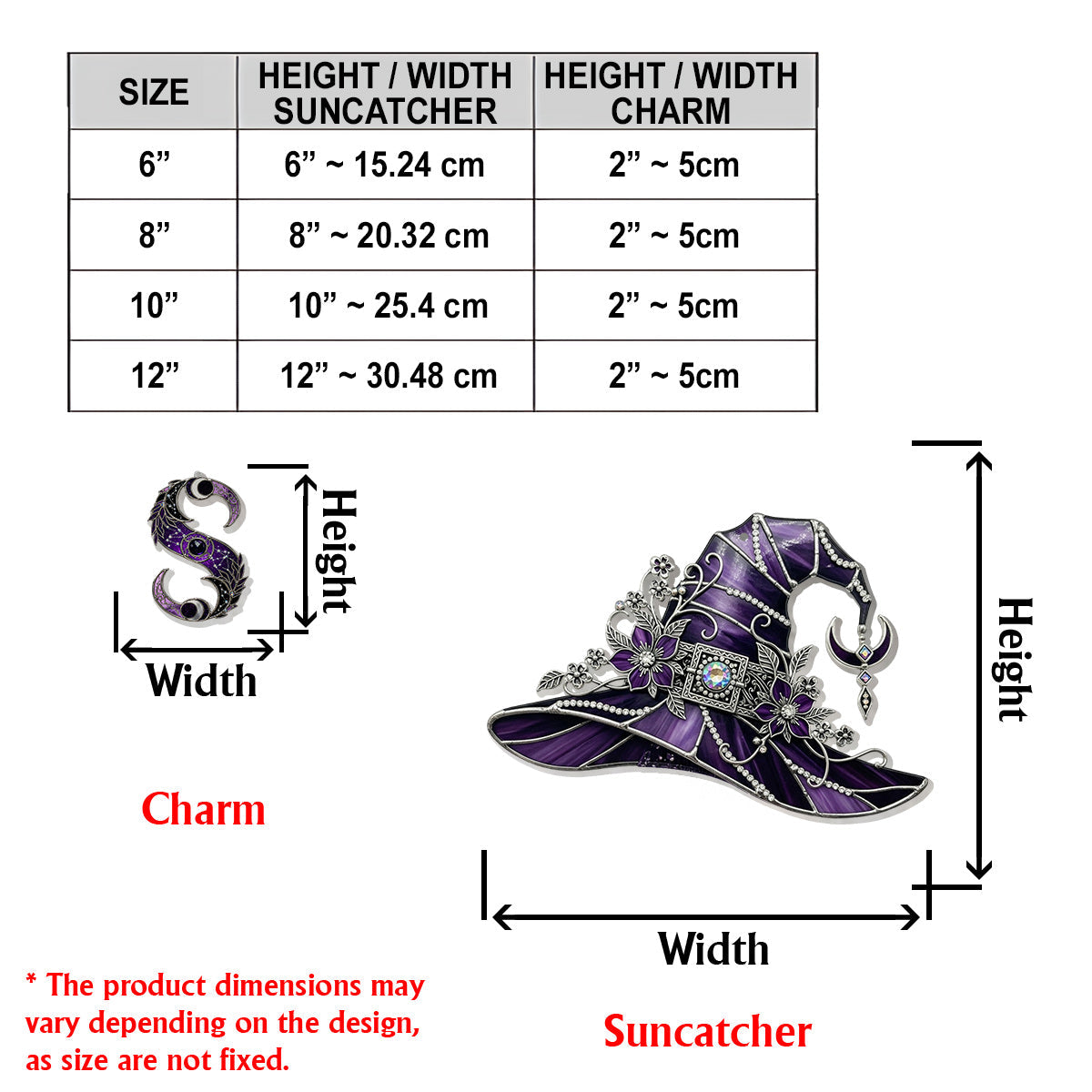 Attrape-soleil floral avec chapeau - Sorcière personnalisée à suspendre à la fenêtre, avec breloques personnalisées