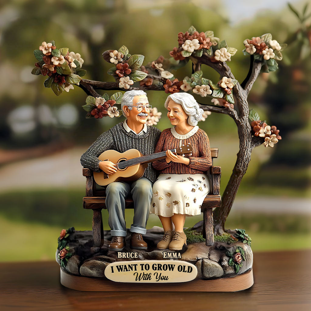 Je veux vieillir avec toi - Plaque acrylique personnalisée pour couple