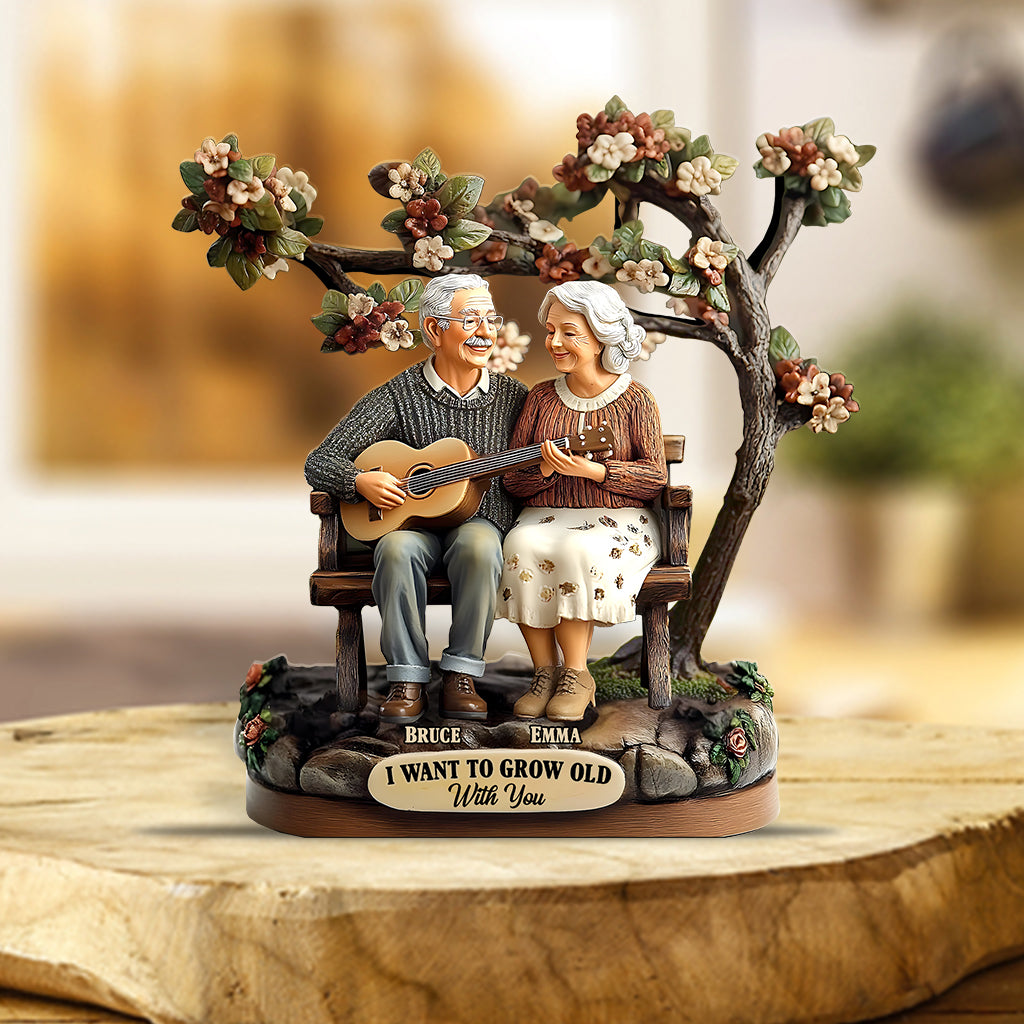 Je veux vieillir avec toi - Plaque acrylique personnalisée pour couple