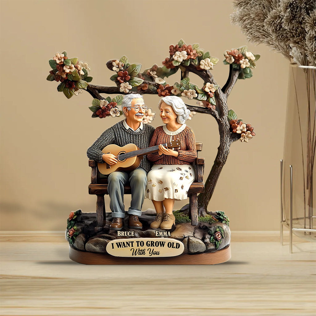 Je veux vieillir avec toi - Plaque acrylique personnalisée pour couple