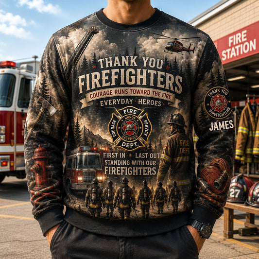 Pompiers Solidaires avec le Canada - Chemise Personnalisée Tout Imprimé