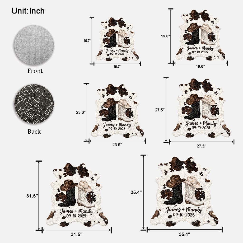 Décoration de Ferme, Couple Cowboy & Cowgirl - Tapis de Porte Personnalisé en Forme de Tenue Western