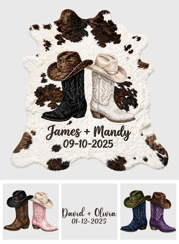 Décoration de Ferme, Couple Cowboy & Cowgirl - Tapis de Porte Personnalisé en Forme de Tenue Western
