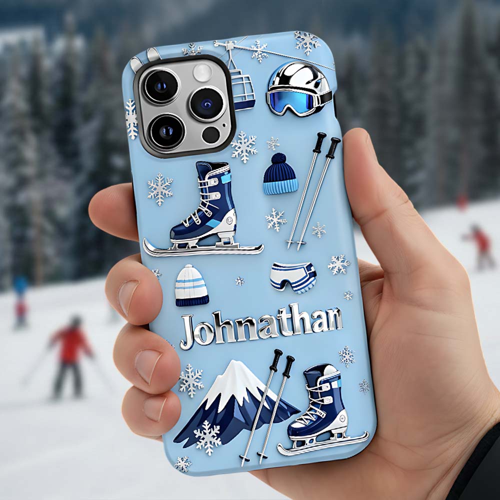 Skiing Makes Me Happy - Personalized Skiing Full Print Phone Case