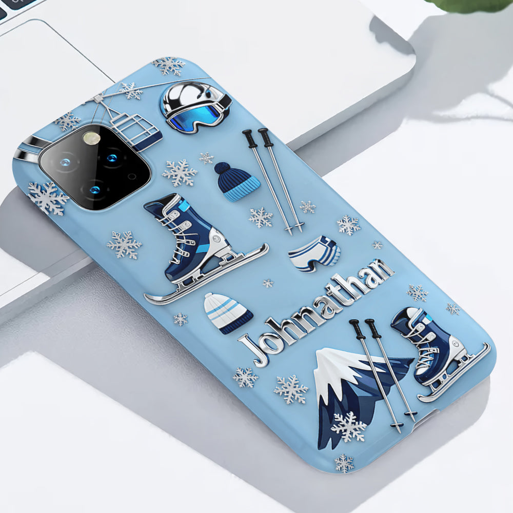 Skiing Makes Me Happy - Personalized Skiing Full Print Phone Case