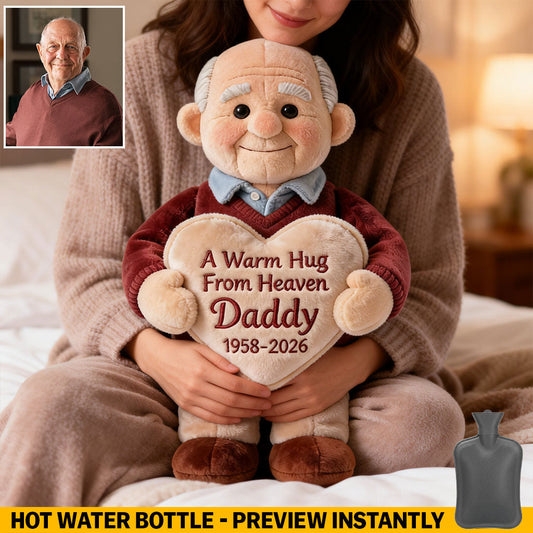 Un câlin chaleureux du ciel - Bouillotte commémorative personnalisée avec couvercle