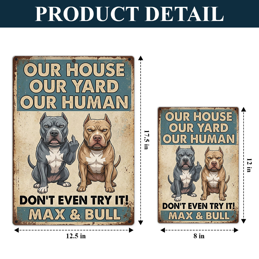 Panneau d'Avertissement Amusant pour Propriétaire de Chien - Panneau Métallique Rectangulaire Personnalisé