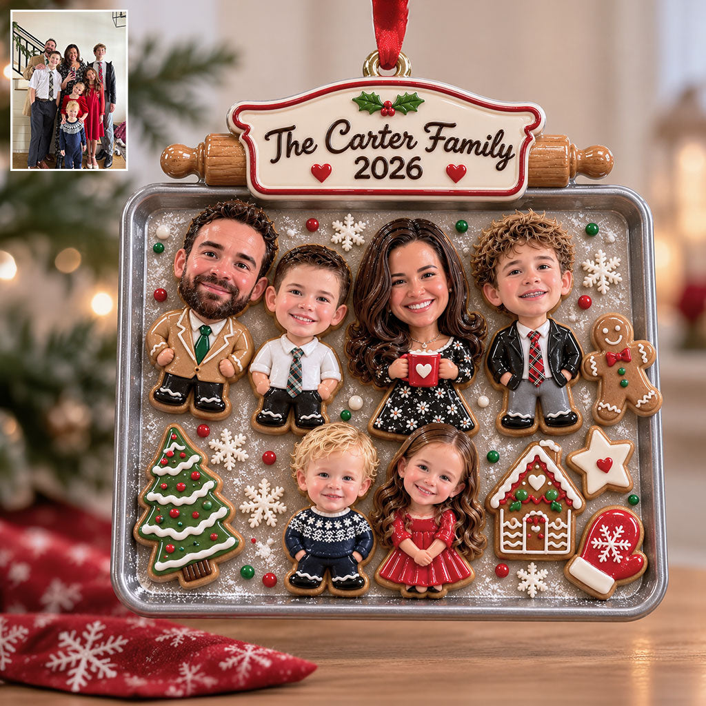 Baking Family Christmas Cookies - Personalized Family Premium 3D Ornament