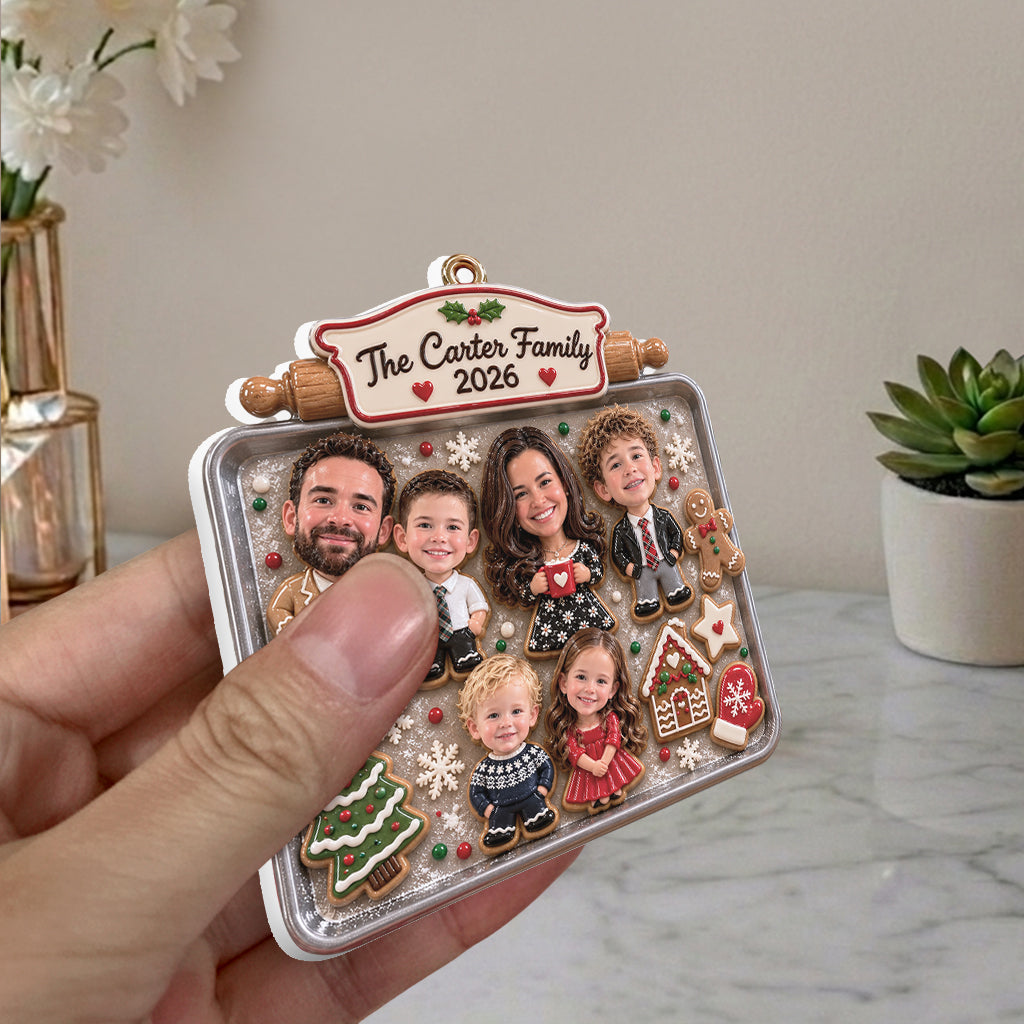 Baking Family Christmas Cookies - Personalized Family Premium 3D Ornament