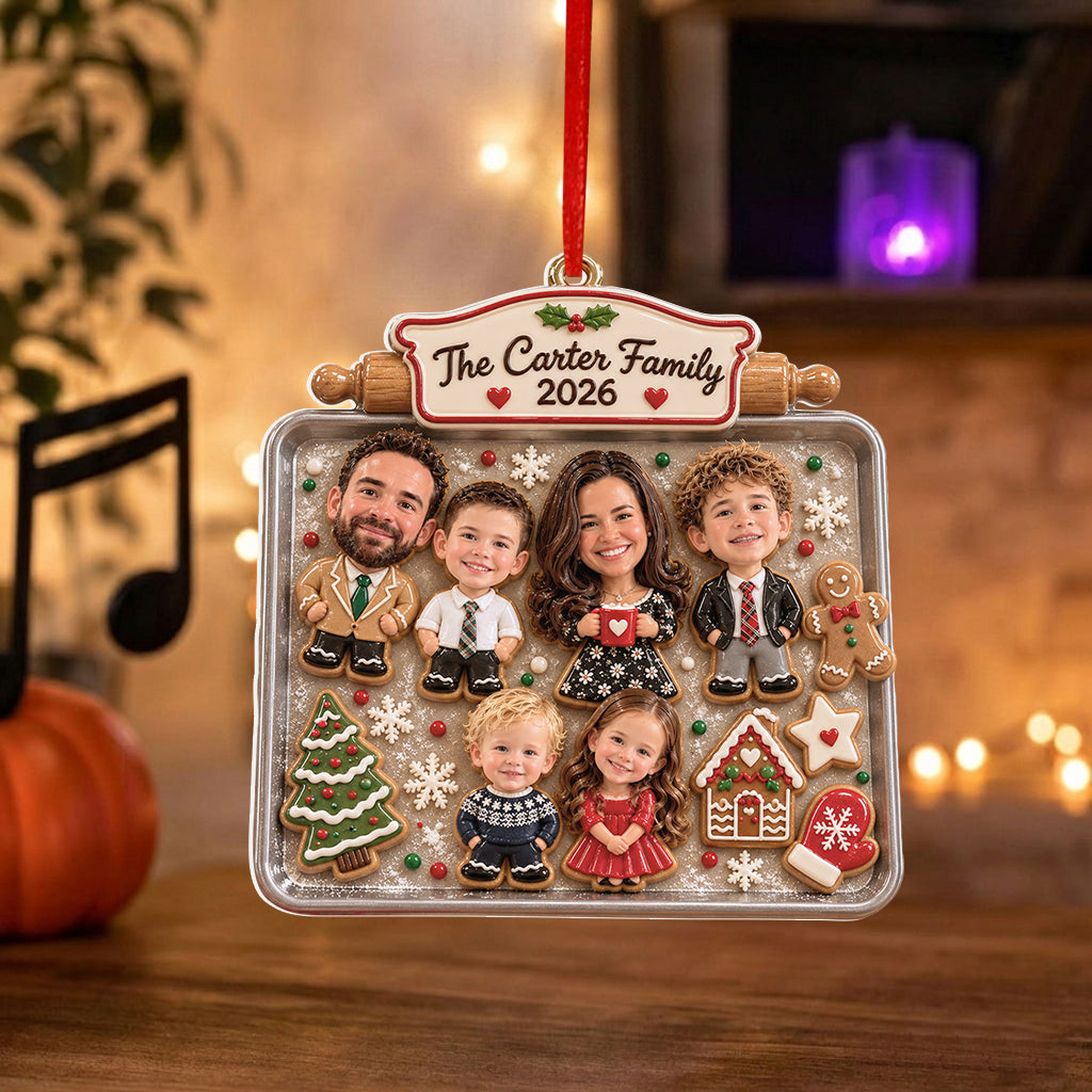 Baking Family Christmas Cookies - Personalized Family Premium 3D Ornament