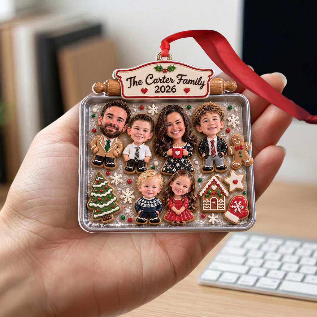Baking Family Christmas Cookies - Personalized Family Premium 3D Ornament
