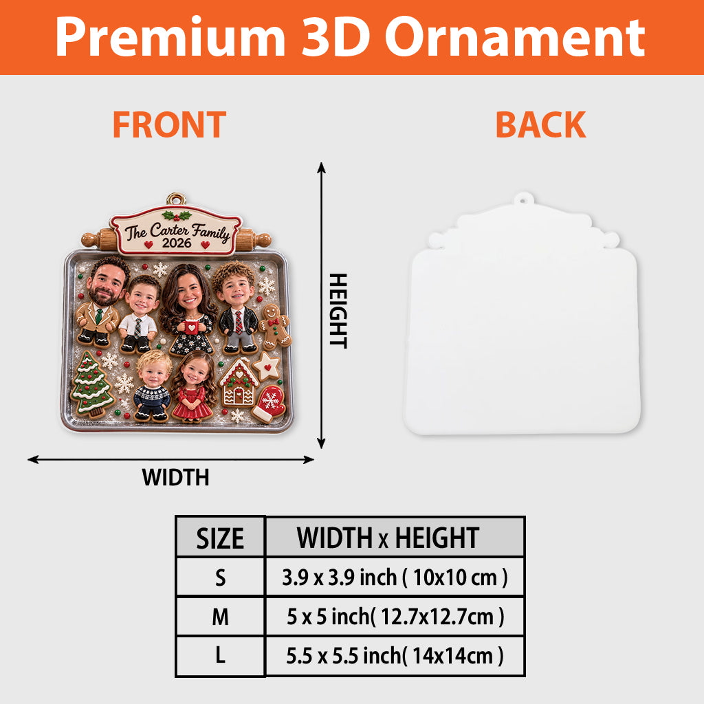 Baking Family Christmas Cookies - Personalized Family Premium 3D Ornament