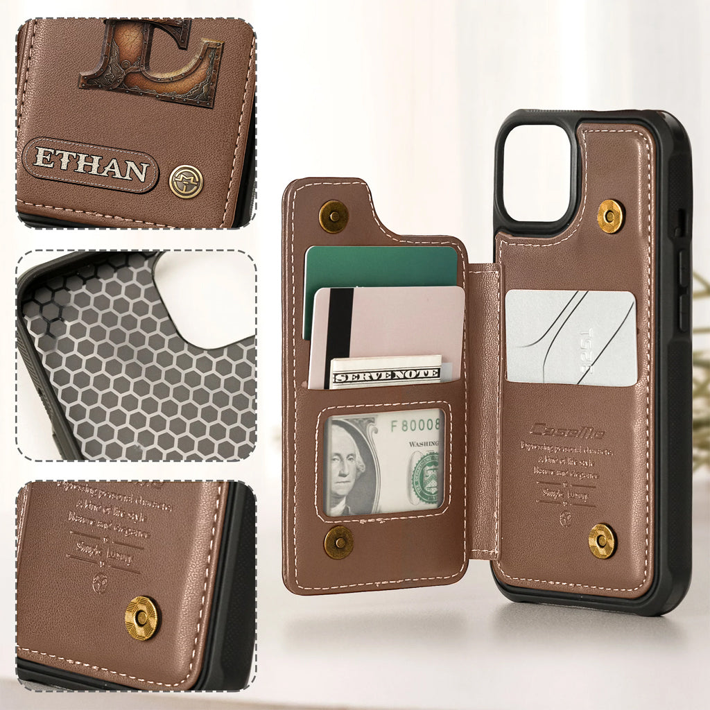 Étui portefeuille/téléphone personnalisé style western avec initiale du prénom - Cowboy/Cowgirl