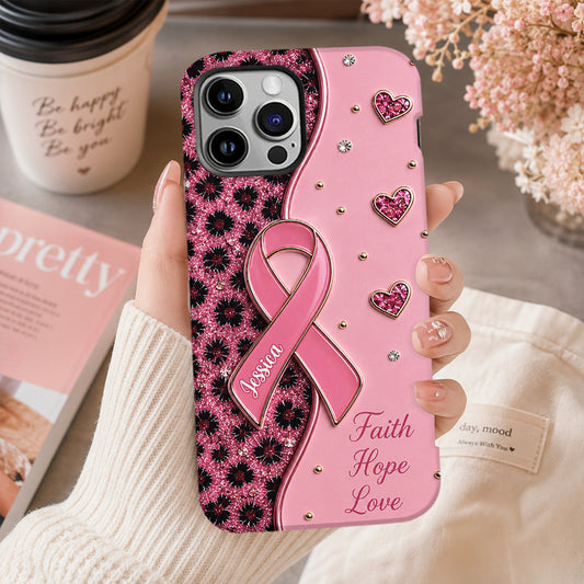 Coque de téléphone personnalisée - Ruban rose pour sensibilisation au cancer du sein