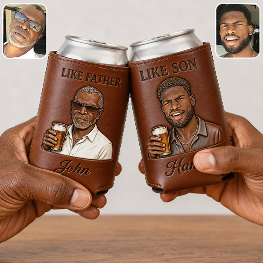 Cadeau Cool Pour Papa, Cadeau de Fête des Pères - Can Cooler en Cuir Personnalisé