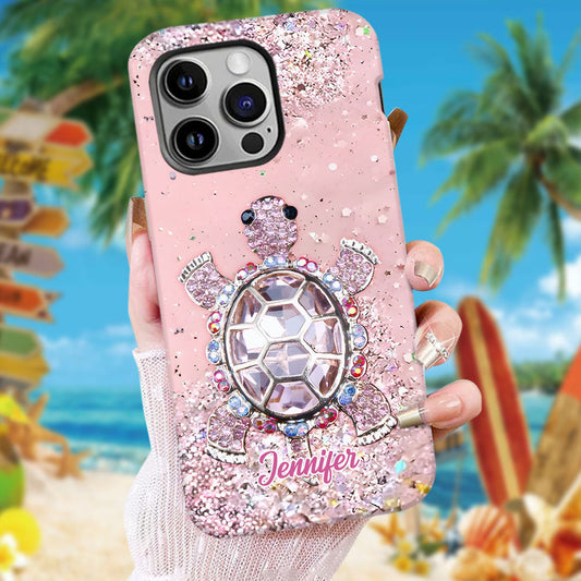 Une fille qui adore les tortues - Coque de téléphone personnalisée avec impression intégrale de tortue