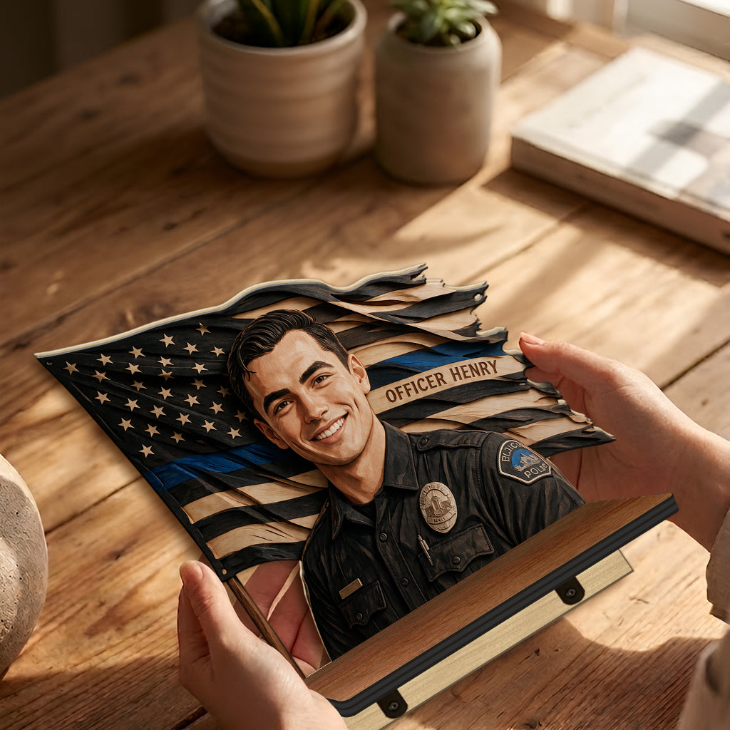 Proud Police - Personalized Police Officer Wooden Floating Shelf