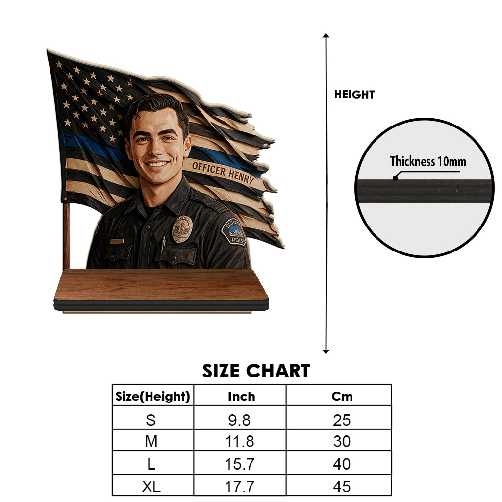 Proud Police - Personalized Police Officer Wooden Floating Shelf