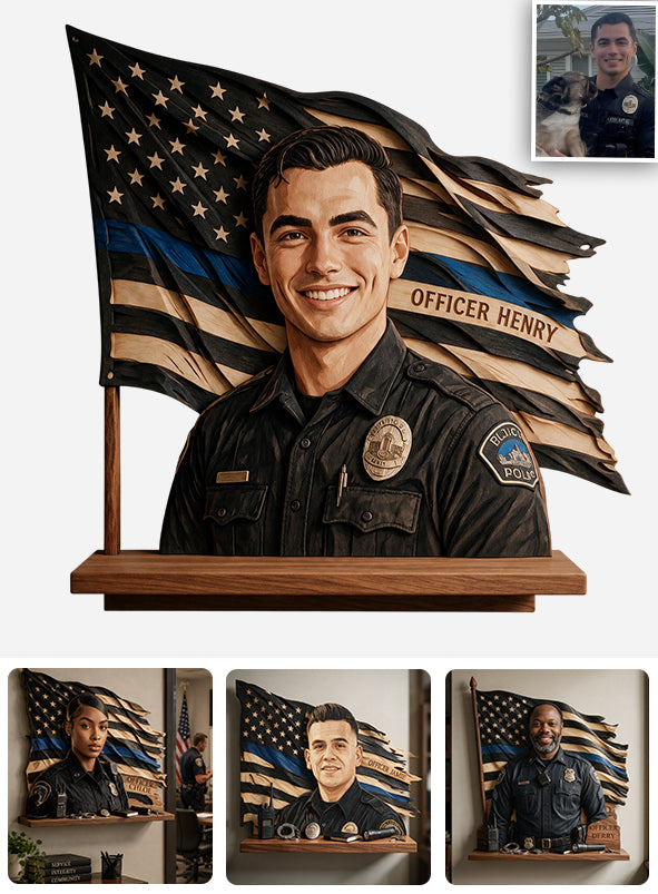Proud Police - Personalized Police Officer Wooden Floating Shelf