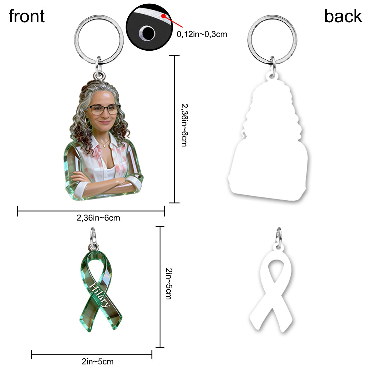 Custom Any Photo - Peace Love Cure - Personalized Kidney Awareness Keychain With Charms