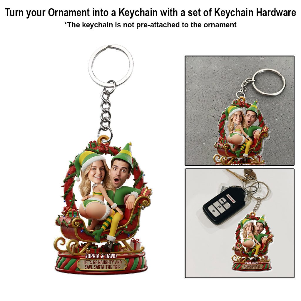 Elfe rigolo - Ornement transparent personnalisé pour couple