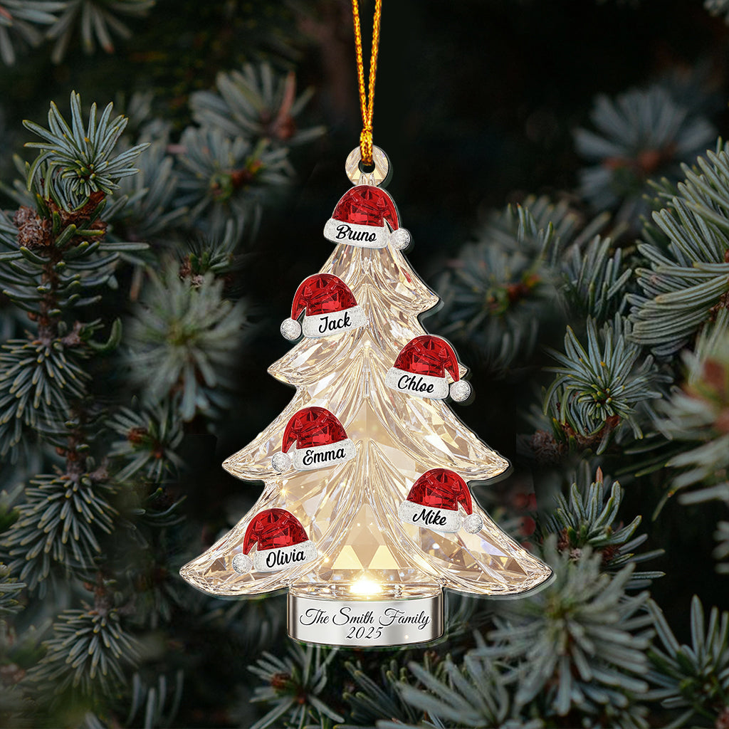 Joyeux Noël à la famille - Ornement transparent personnalisé pour la famille