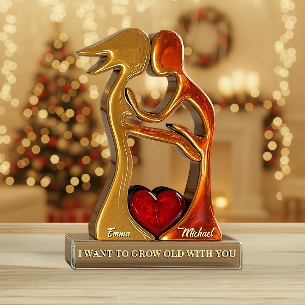 Je veux vieillir avec toi - Plaque acrylique personnalisée pour couple