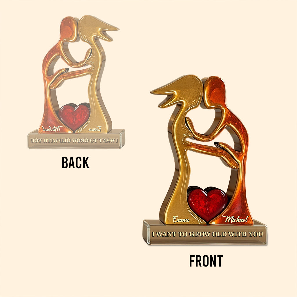 Je veux vieillir avec toi - Plaque acrylique personnalisée pour couple