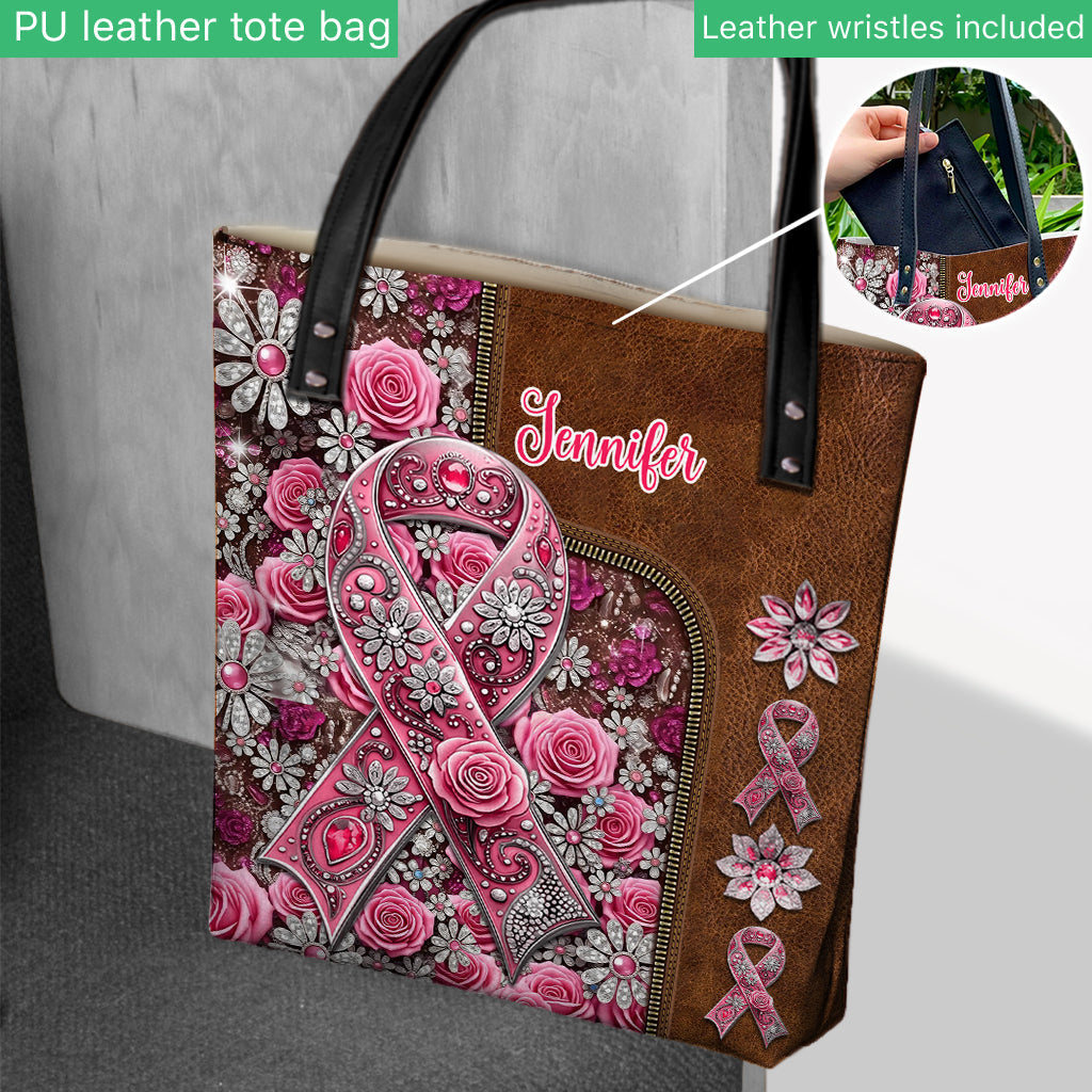 Ruban rose - Sac fourre-tout personnalisé pour la sensibilisation au cancer du sein