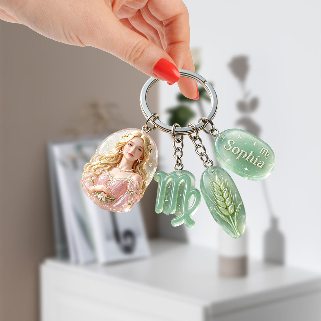 Porte-clés Personnalisé Signe Astrologique - Porte-clés Premium Horoscope Avec Charms