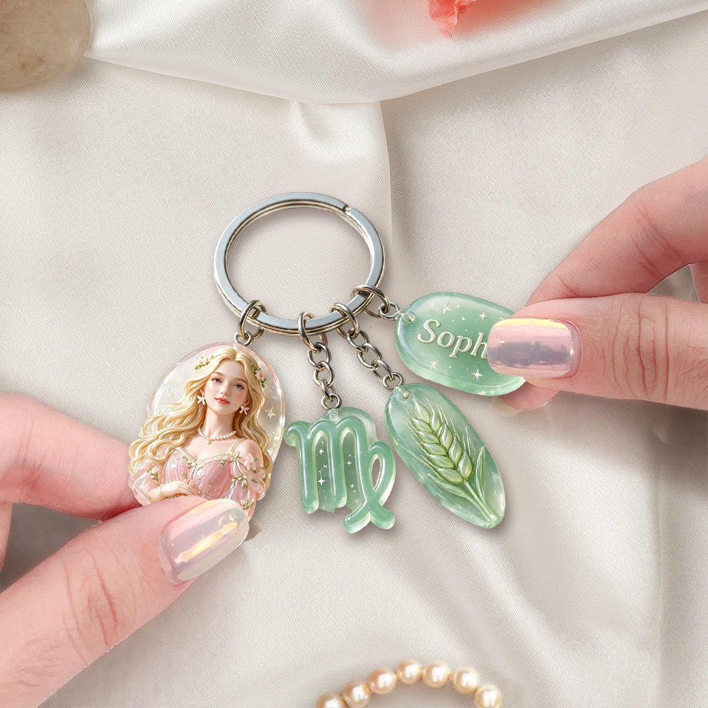 Porte-clés Personnalisé Signe Astrologique - Porte-clés Premium Horoscope Avec Charms