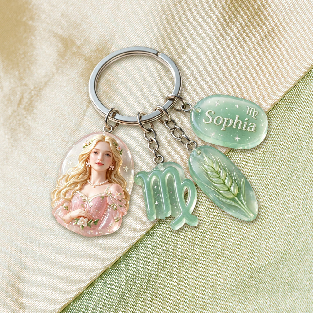 Porte-clés Personnalisé Signe Astrologique - Porte-clés Premium Horoscope Avec Charms
