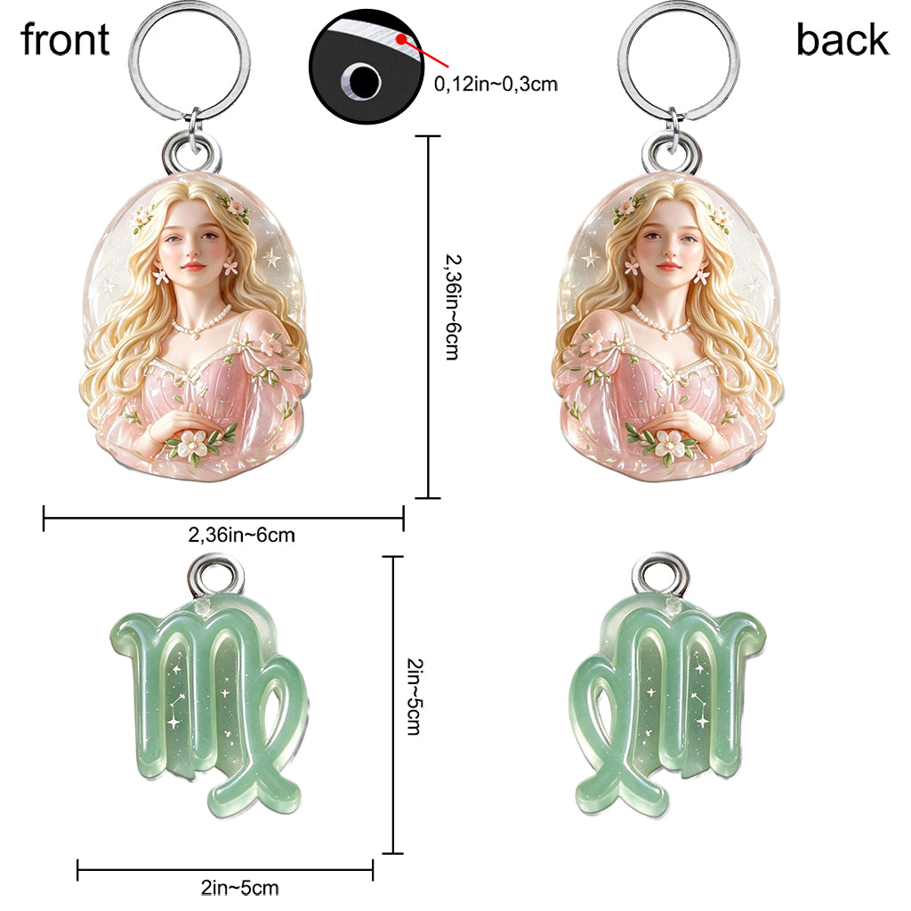 Porte-clés Personnalisé Signe Astrologique - Porte-clés Premium Horoscope Avec Charms