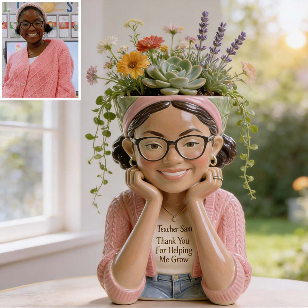 Thanks For Helping Me Grow - Personalized Teacher Acrylic Pot