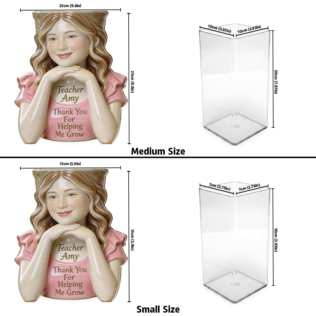 Thanks For Helping Me Grow - Personalized Teacher Acrylic Pot