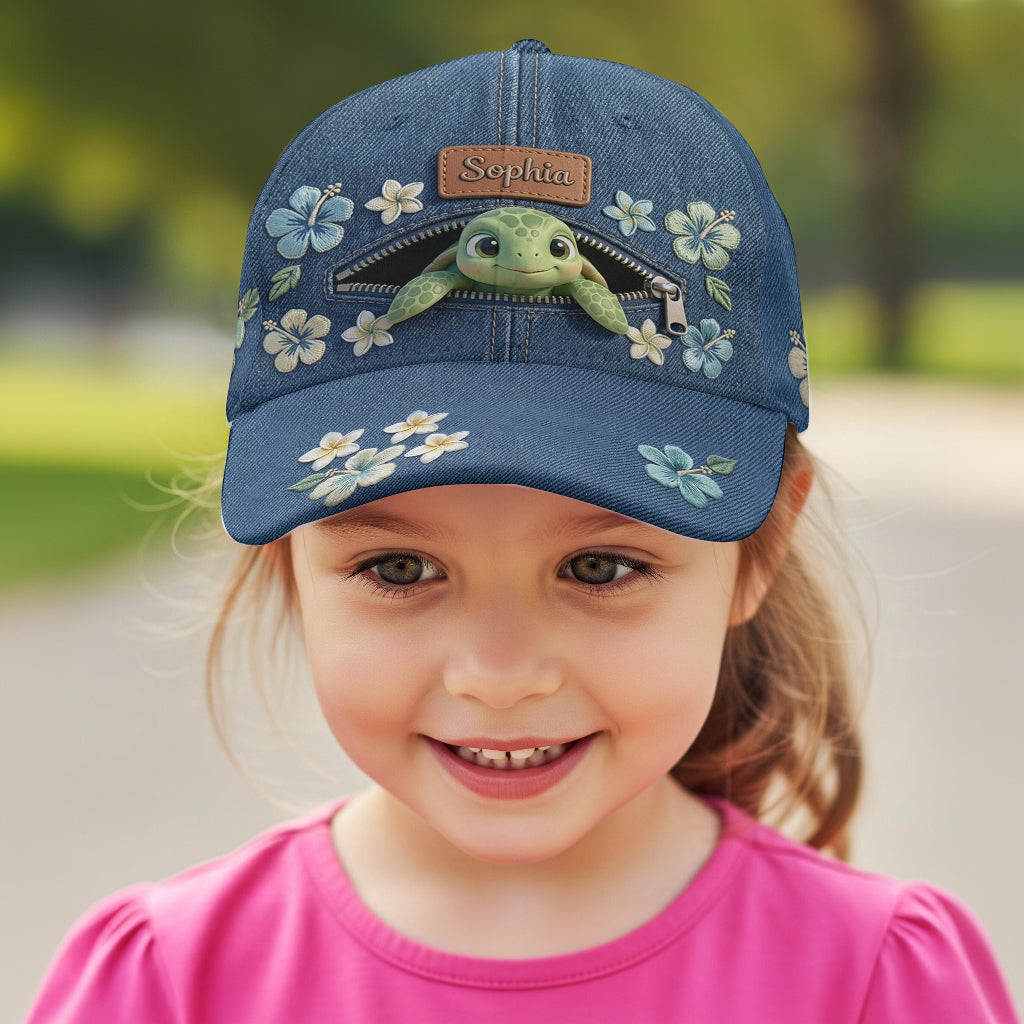 Salty Lil' Beach - Personalized Turtle Classic Cap