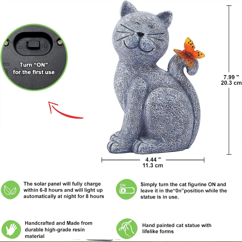 Solar Cat Outdoor Statues for Garden