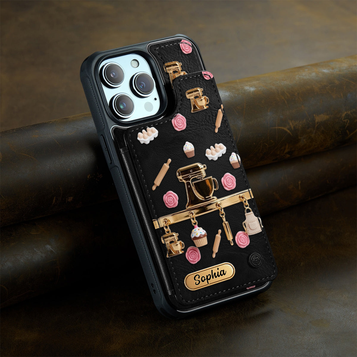 Passionné de pâtisserie ? Étui portefeuille pour téléphone personnalisé avec impression sur le thème de la pâtisserie.