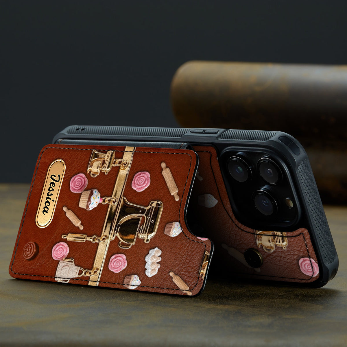 Passionné de pâtisserie ? Étui portefeuille pour téléphone personnalisé avec impression sur le thème de la pâtisserie.