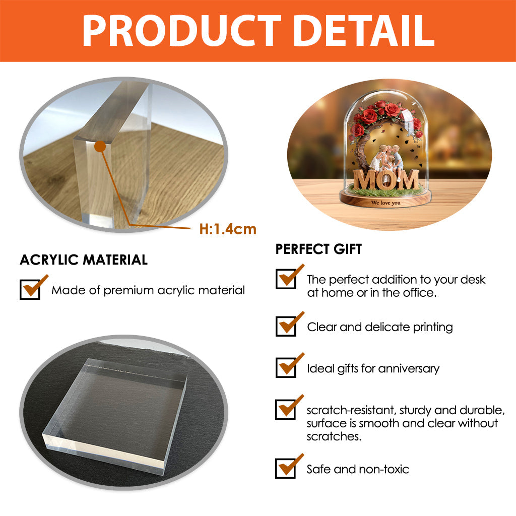 Arbre généalogique - Plaque acrylique personnalisée « Mère » en forme de carte de naissance