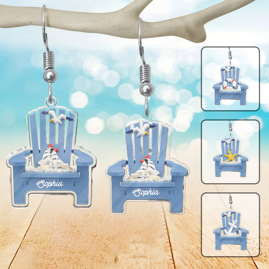 Chaise de plage - Boucles d'oreilles personnalisées pour amoureux de la mer